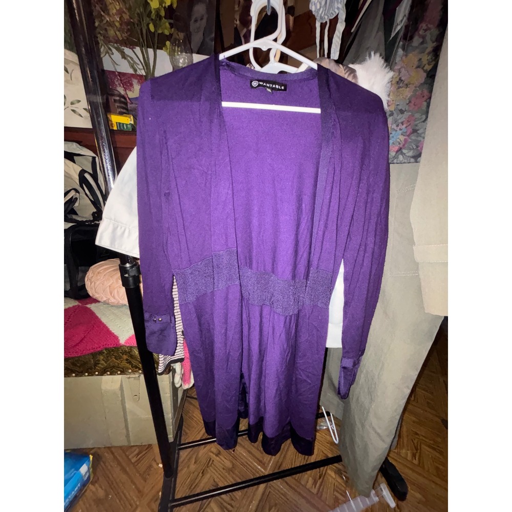 Wantable Purple Knit Long Sleeve Cardigan Sweater Dress Size S P